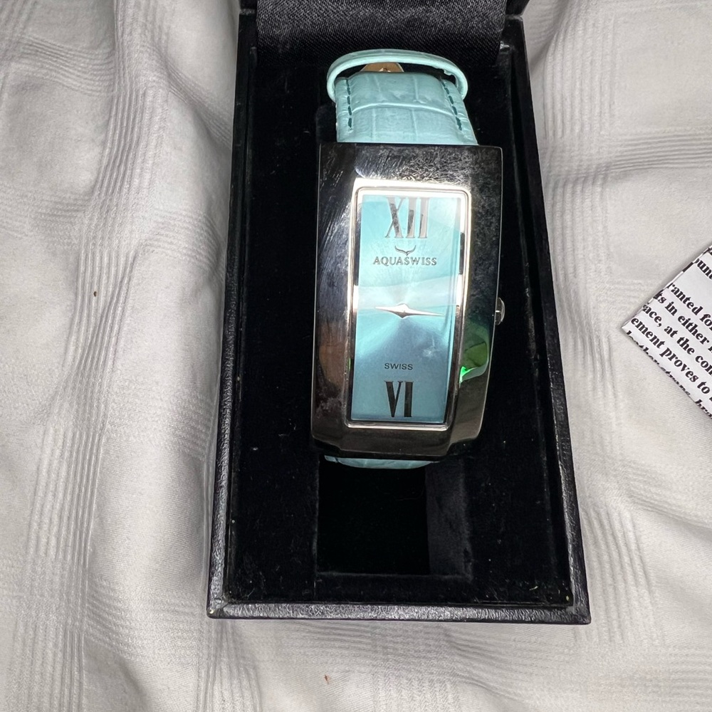 Aquaswiss Silver Case with Light Blue Strap Watch